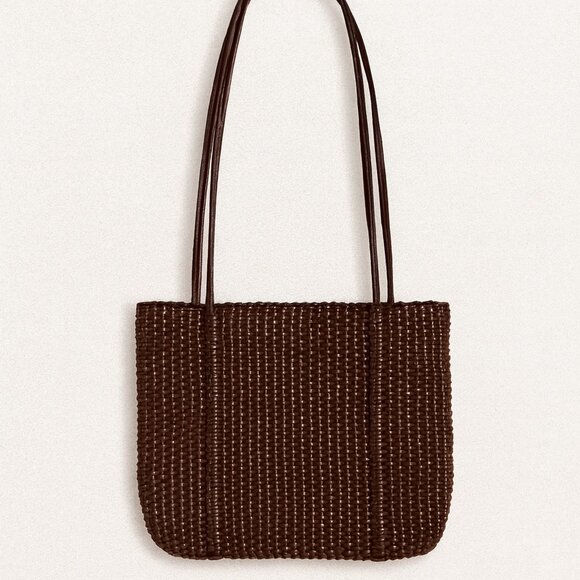 Nine West Chocolate Brown Woven Shoulder Bag – Boho Everyday Classic - Picture 1 of 6